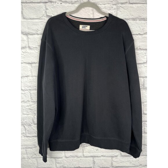 Lands' End Tops - LANDS' END Serious Sweats Men's Black Crew Neck Sweatshirt XL